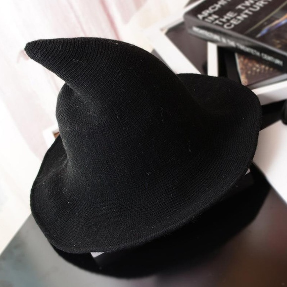 Modern Witch Hat Wool Knit Cap Halloween Costume - Picture 2 of 13